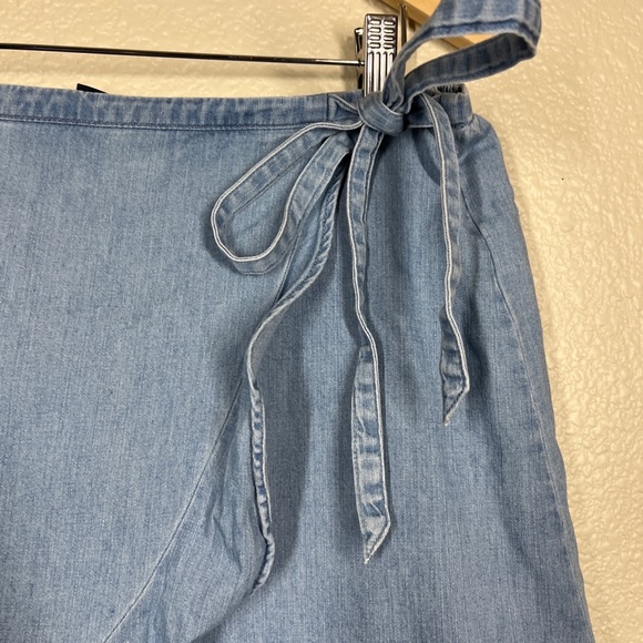J.Crew Mercantile Skirt Chambray Ruffle Wrap Mini Denim Jean Blue Summer Large - Picture 6 of 8